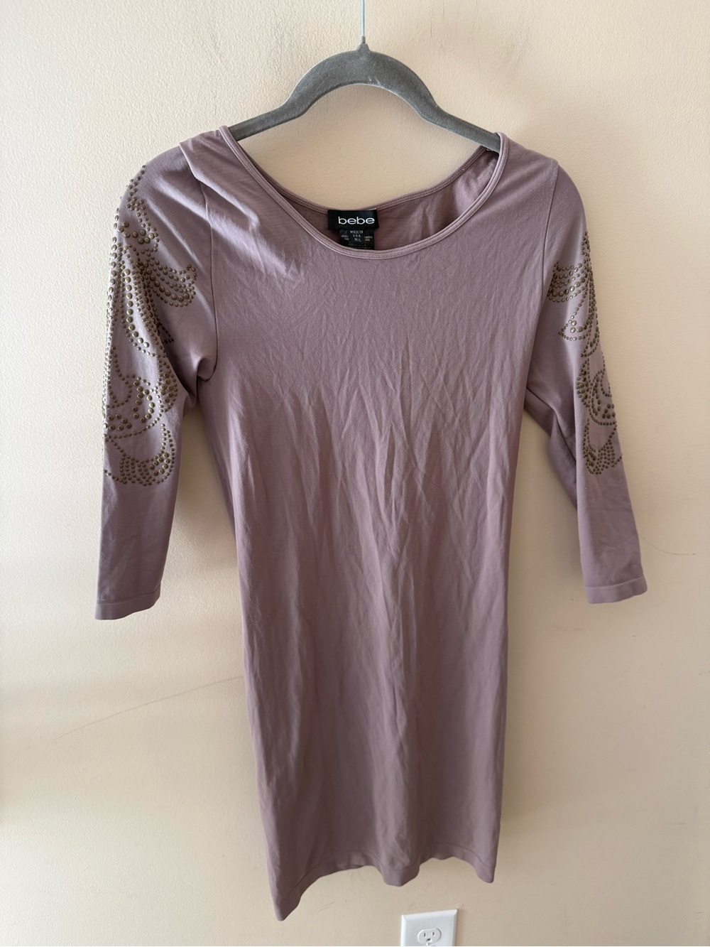 Bebe vintage Y2K Bodycon Mini Dress bronze Studs Party made in USA size M